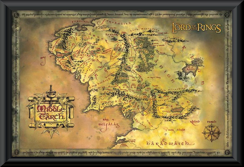 The Lord of the Rings Middle Earth Map framed poster :: F - K | Movies
